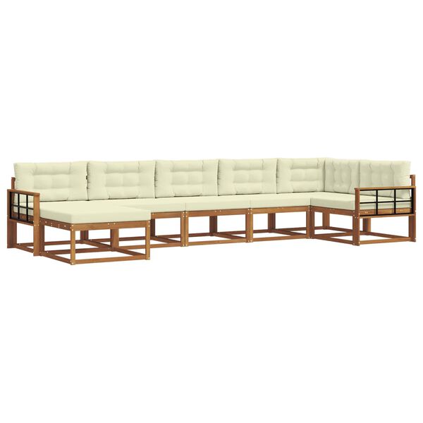 vidaXL V&auml;li diivanikomplekt padjaga 7 pcs Looduslik ja kreem