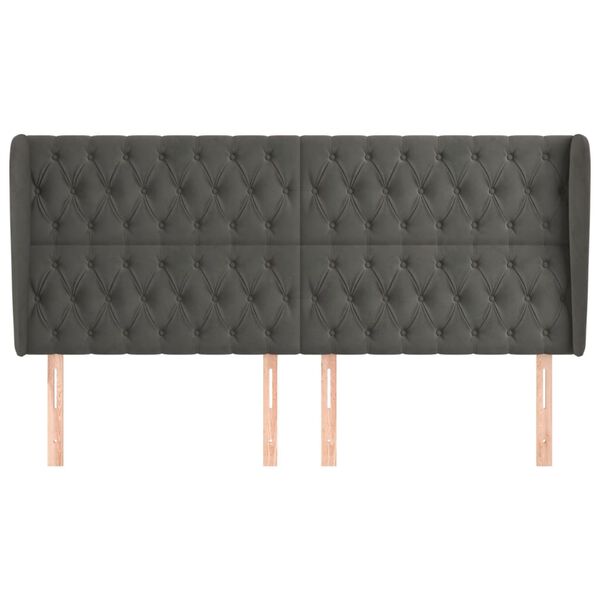 vidaXL voodipeats servadega, tumehall, 183x23x118/128 cm, samet