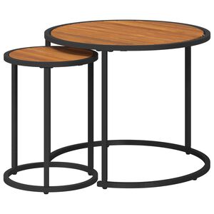 vidaXL Kohvilauda komplekt 2 pcs Naturaalne ja must 55 x 55 x 45 cm