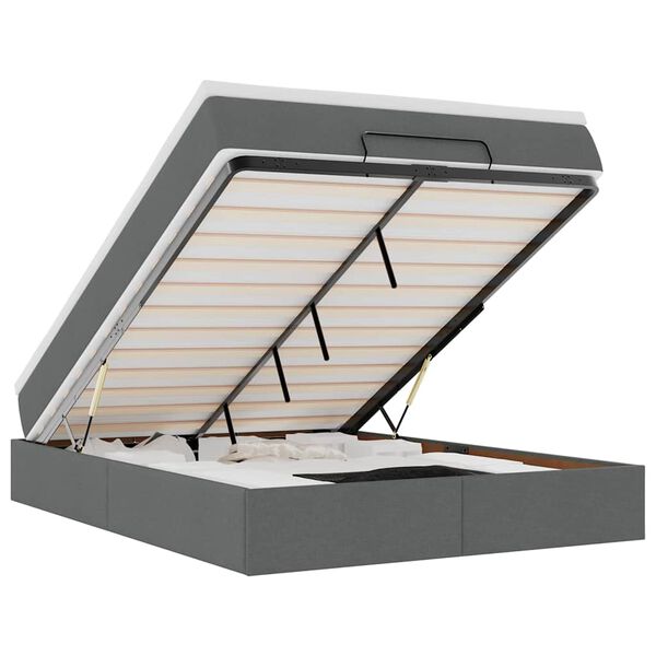 vidaXL ottomani voodi madratsiga, tumehall, 140x190cm, kangas