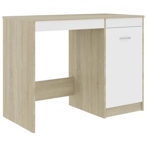 vidaXL kirjutuslaud valge ja Sonoma tamm 100x50x76 cm puitlaastplaat