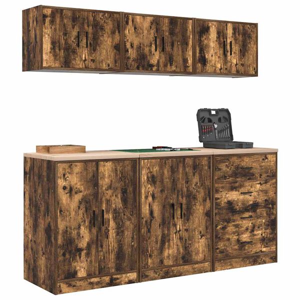 vidaXL garaažikapid 6 tk, suitsutatud tamm, tehispuit