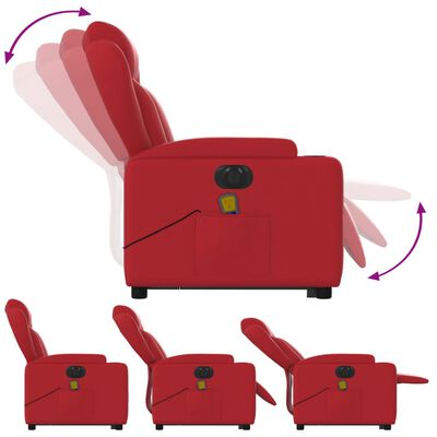 vidaXL elektriline püstitõusmist toetav massaažitool, punane,kunstnahk