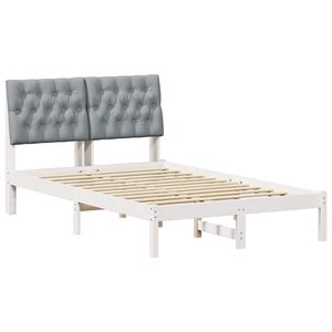 vidaXL Voodiraam Pehme Peatoega peaga Valge 120 x 200 cm M&auml;nnipuit
