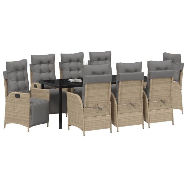 vidaXL Aia s&ouml;&ouml;gilaudade komplekt padjaga 9 pcs Beež pol&uuml;rotang