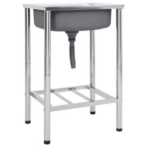 vidaXL matkavalamu &uuml;he kraanikausiga, kraaniga, roostevaba teras