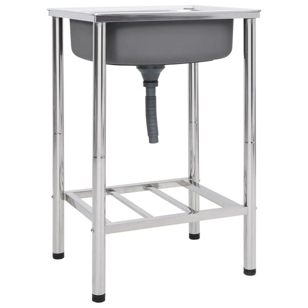 vidaXL matkavalamu &uuml;he kraanikausiga, kraaniga, roostevaba teras