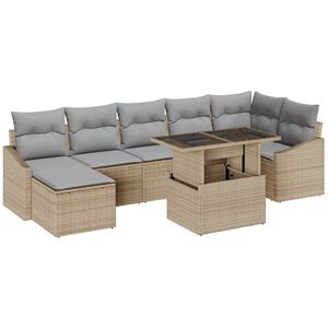 vidaXL Aia Diivanikomplekt padjaga 8 pcs Beež ja heledhall pol&uuml;rotang