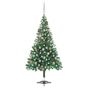 vidaXL valgustatud kunstkuusk kuulidega 120 cm, 230 oksa