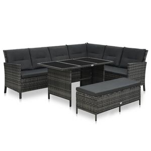 vidaXL 3-osaline aiam&ouml;&ouml;blikomplekt patjadega, pol&uuml;rotang, hall