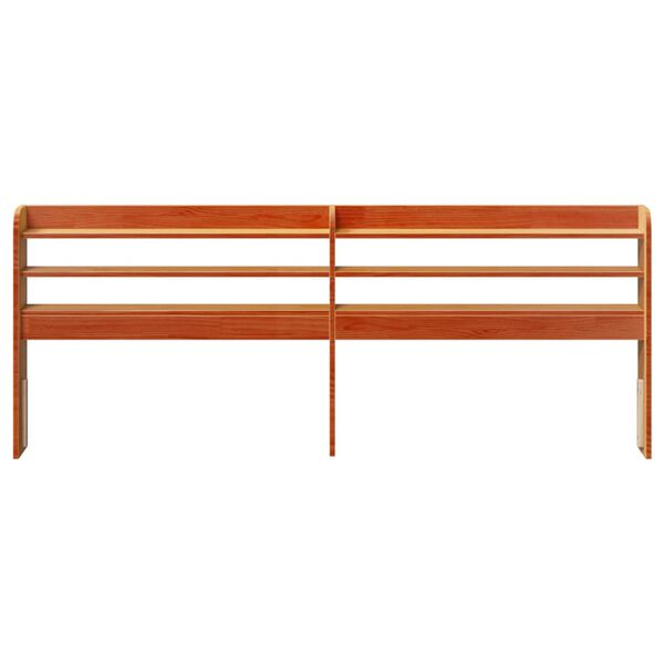 vidaXL riiulitega voodipeats, vahapruun, 200 cm, m&auml;nnipuit