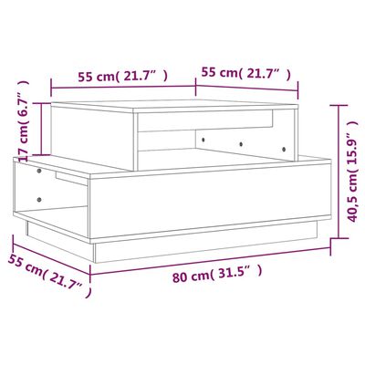 vidaXL kohvilaud, must, 80x50x40,5 cm, männipuit