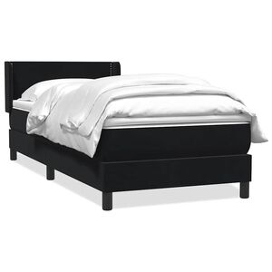vidaXL kontinentaalvoodi madratsiga, must, 90x210 cm, samet