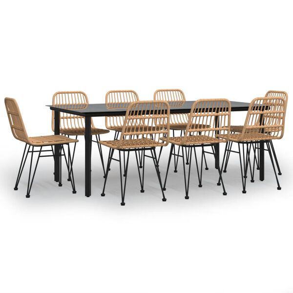 vidaXL 9-osaline aiamööblikomplekt, polürotang