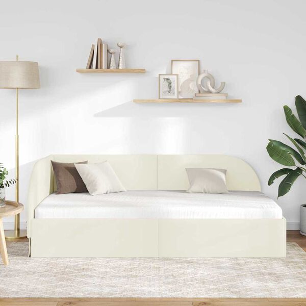 vidaXL Nurgavoodi raam peaga cream 80 cm x 200 cm Pol&uuml;ester ja vineer