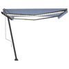 vidaXL automaatne varikatus, LED, tuuleandur, 400x300 cm, sinine/valge