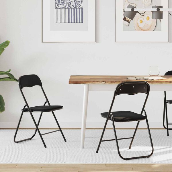 vidaXL Kokkupandav tool 2 pcs Must 48 x 44 x 78 cm Samet