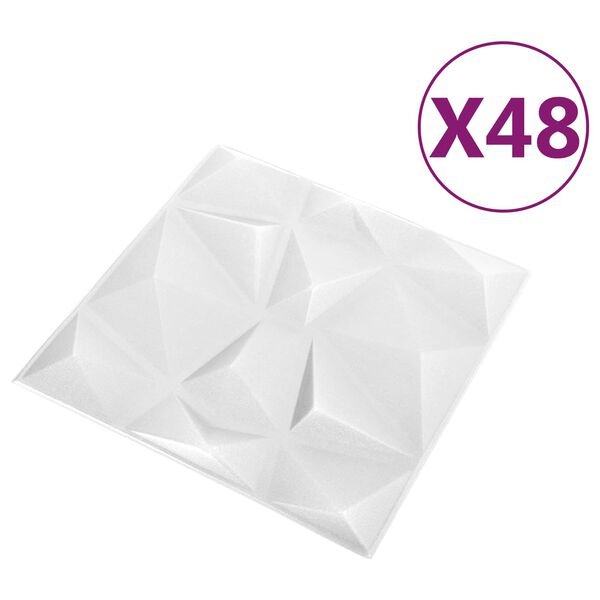 vidaXL Seinapaneelid 48 pcs Dakhi Valge 50 x 50 cm XPS Vaht