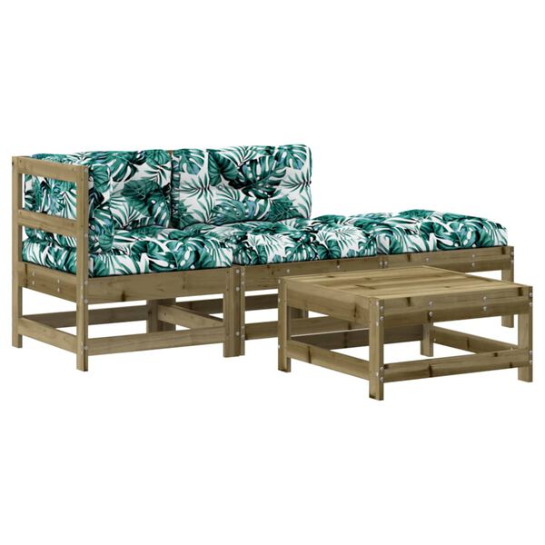 vidaXL 4-osaline aiam&ouml;&ouml;bli komplekt patjadega, immutatud m&auml;nnipuit