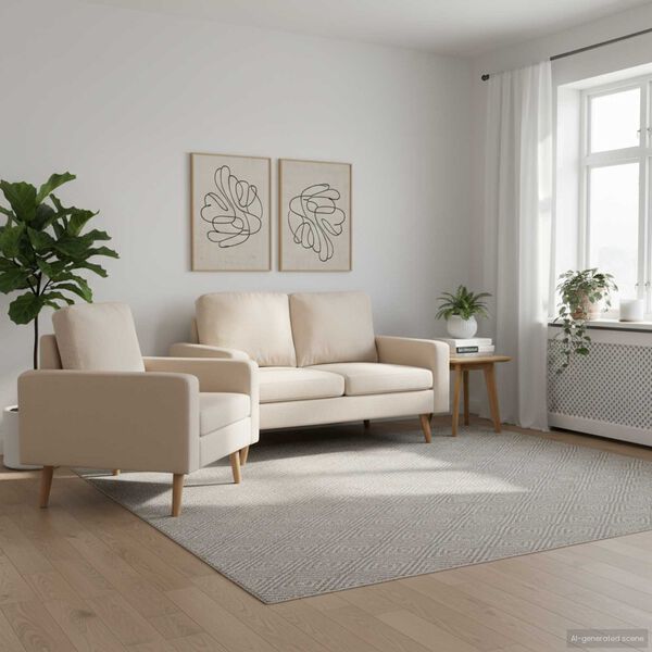 vidaXL 2-osaline diivanikomplekt, kangas, kreemjasvalge