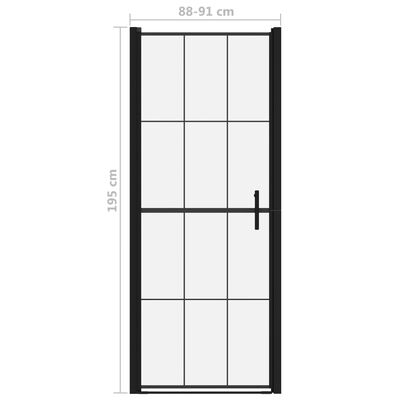vidaXL dušinurga uks, karastatud klaas, 91 x 195 cm, must