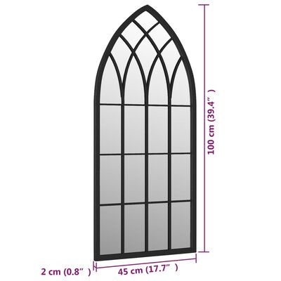 vidaXL peegel, must, 100 x 45 cm, raud, toas kasutamiseks