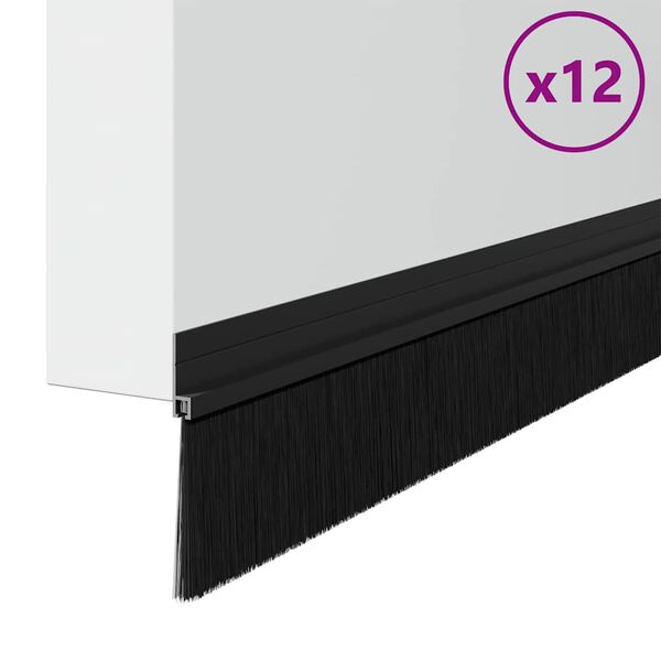 vidaXL Isekleebivad Uksed Brush Seibid 12 pcs Must 100 cm