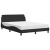 vidaXL voodi madratsiga Dover, must, 140x200 cm, samet