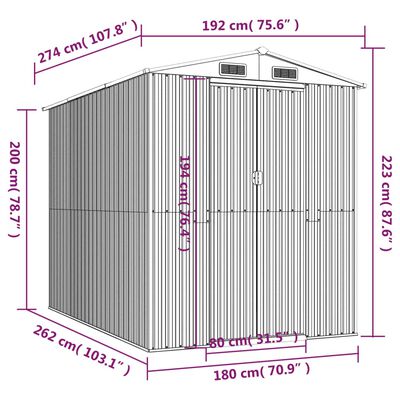 vidaXL aiakuur, helepruun, 192x274x223 cm, tsingitud teras