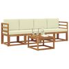 vidaXL V&auml;li diivanikomplekt 5 pcs Looduslik ja kreem Tugev akatsiapuu