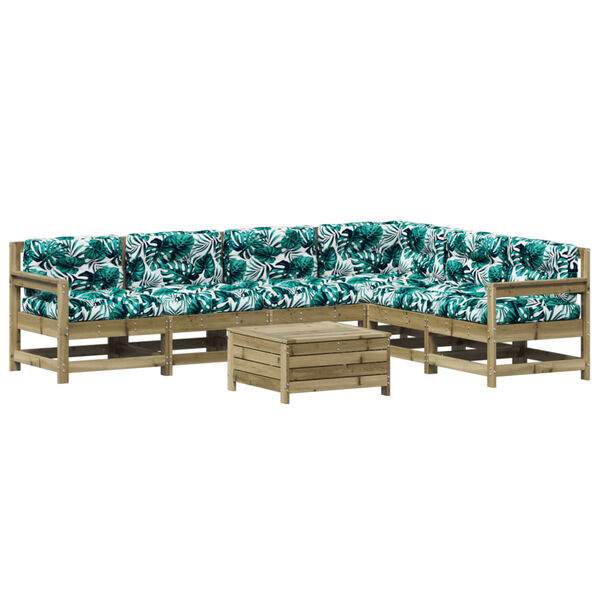 vidaXL 7-osaline aiam&ouml;&ouml;bli komplekt patjadega, immutatud m&auml;nnipuit