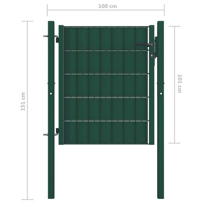 vidaXL aiavärav, PVC ja teras, 100 x 101 cm, roheline