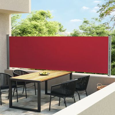 vidaXL lahtitõmmatav terrassi külgsein, 140 x 600 cm, punane
