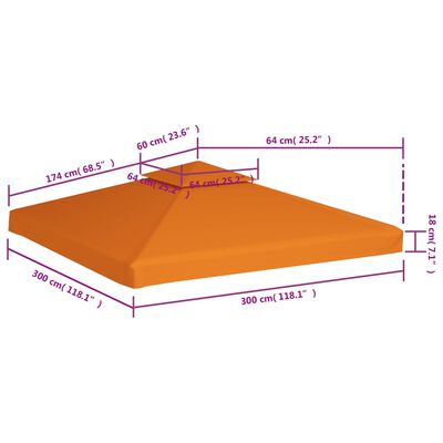 vidaXL varikatuse asenduskate 310 g / m², oranž, 3 x 3 m