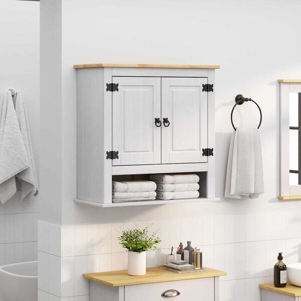 vidaXL Seinakapp uksega Corona Valge 70 x 33 x 71,5 cm Tahke m&auml;nd