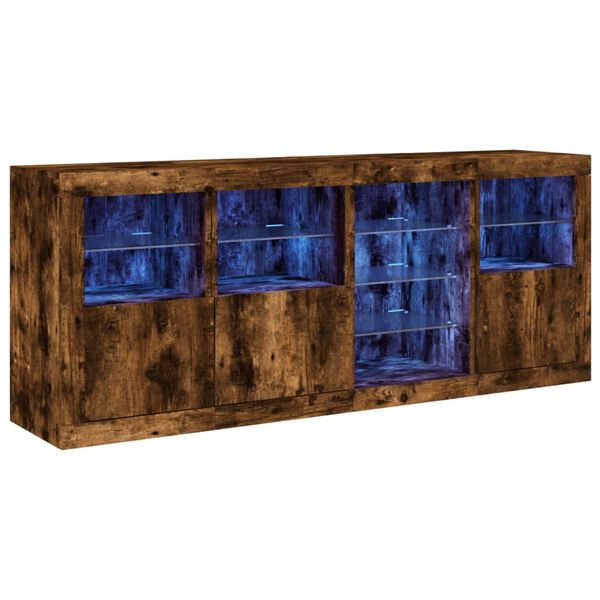 vidaXL puhvetkapp LED-tuledega, suitsutatud tamm, 164 x 37 x 67 cm