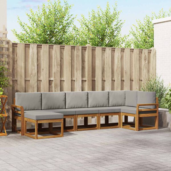 vidaXL V&auml;li diivanikomplekt padjaga 7 pcs Looduslik ja Hele Hall