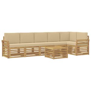 vidaXL V&auml;li diivanikomplekt 7 pcs Valge ja Beez 59 x 59 x 37 cm