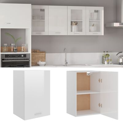 vidaXL köögikapp, kõrgläikega valge, 39,5 x 31 x 60 cm, puitlaastplaat