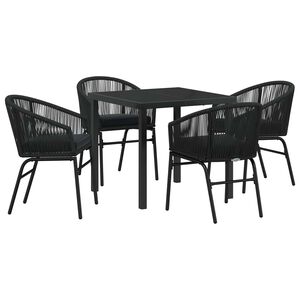 vidaXL Aia s&ouml;&ouml;gilaudade komplekt 5 pcs Must Pulberv&auml;rvitud teras