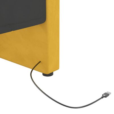 vidaXL päevavoodi USB-pesa, kollane, samet, 90x200 cm
