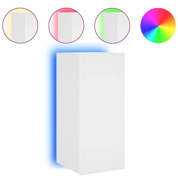 vidaXL teleri seinakapp LED-tuledega, valge, 30,5 x 35 x 70 cm