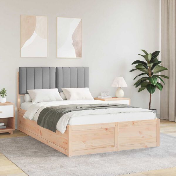 vidaXL Voodiraam Pehme Peatoega peaga Helehall 120 x 200 cm Tahke m&auml;nd