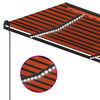 vidaXL automaatne varikatus, LED, tuuleandur, 4x3,5 m, oranž/pruun