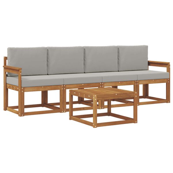 vidaXL V&auml;li diivanikomplekt padjaga 5 pcs Looduslik ja Hele Hall