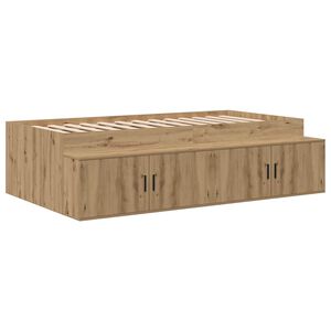 vidaXL Voodi raam sahtliga K&auml;sit&ouml;&ouml;puu 90 x 200 cm Tehispuit