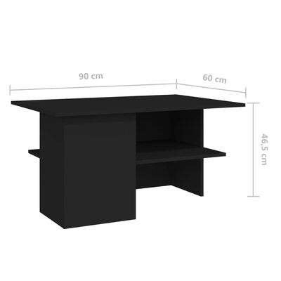 vidaXL kohvilaud, must, 90x60x46,5 cm, puitlaastplaat