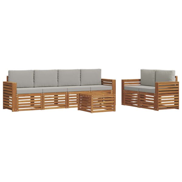 vidaXL Diivanikomplektid 7 pcs Looduslik ja Hele Hall Tugev akatsiapuu