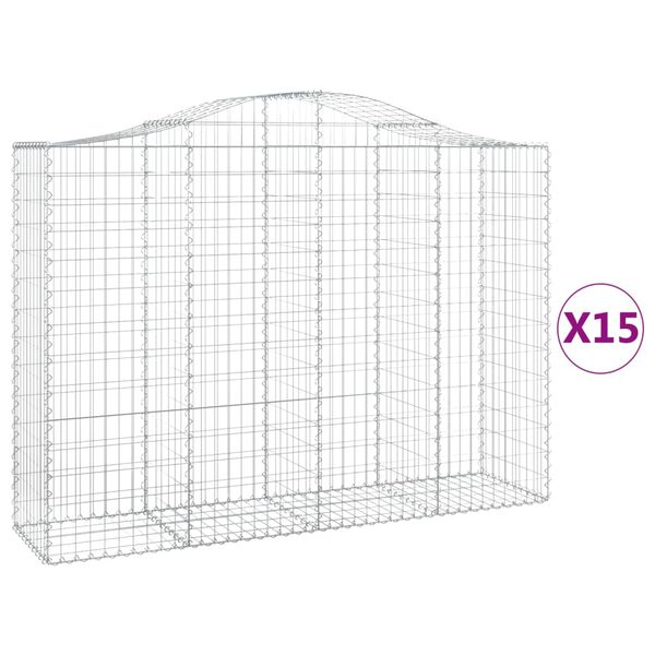 vidaXL kaarekujulised gabioonkorvid 15 tk, 200x50x140/160 cm, raud