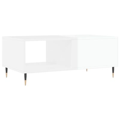 vidaXL kohvilaud, kõrgläikega valge, 90x50x36,5 cm, tehispuit